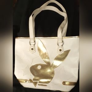 Classic White Playboy Large Leather Handbag